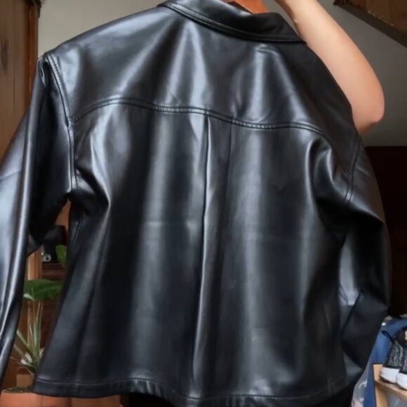 NWT LOFT Faux Leather Shirt Jacket - Picture 2 of 6